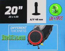 Load image into Gallery viewer, 2 In Thorn Resistant Bicycle Tubes Heavy Duty Inner Tube Ebike 20x4.00 -Live 4 Bikes