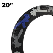 Load image into Gallery viewer, Camo Blue/Grey BMX-style  20 x 2.4 bicycle tire - live4bikes