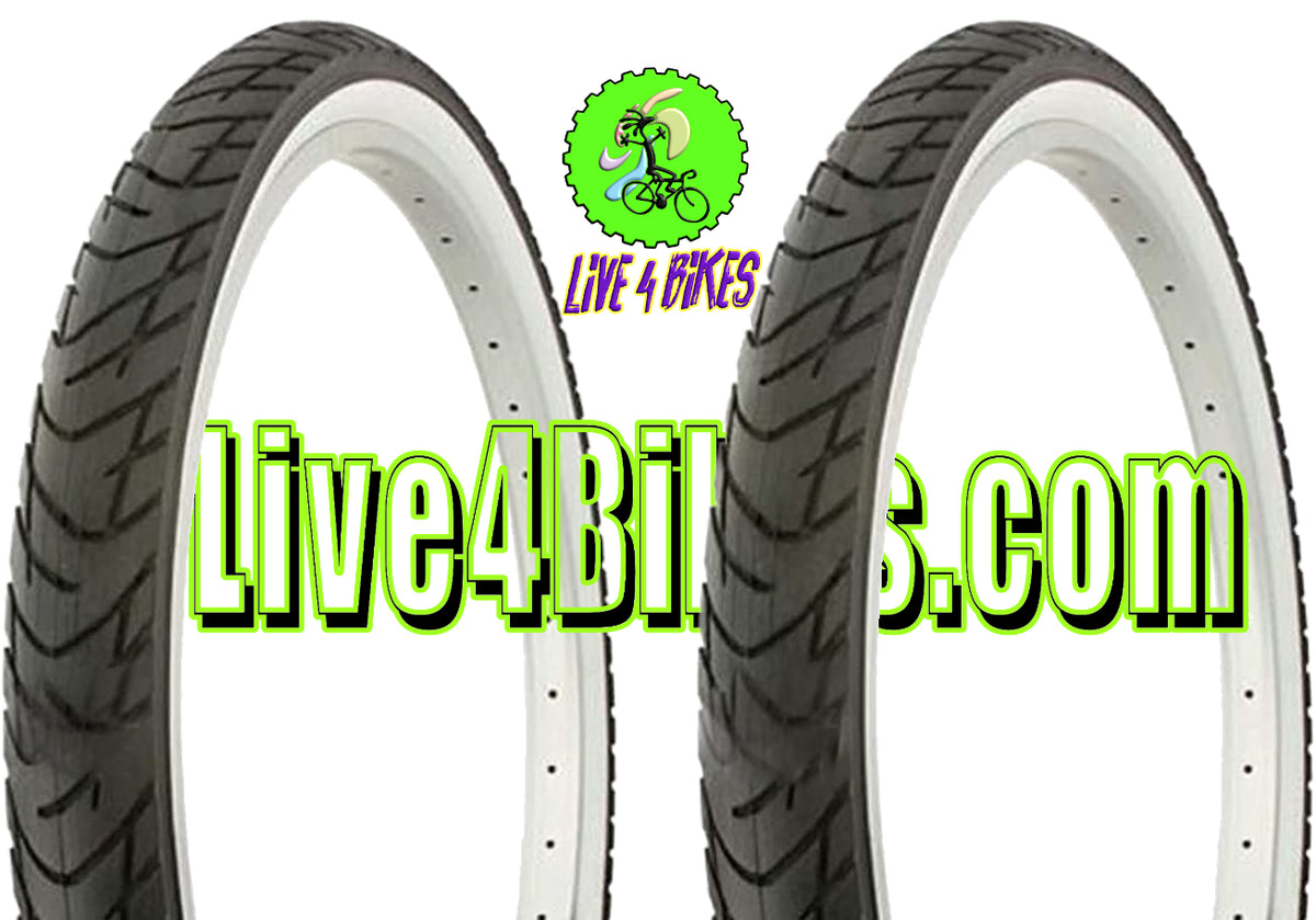 SIMEIQI 2-Pack Cream Beach Cruiser Bike Tires - Foldable, 24x2.125 Or 26x Sizes, For City & Hybrid Bicycles