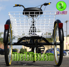 Load image into Gallery viewer, Trike Tricycle 3 wheeler Black Balance Bike Bicycle adult 24 in 7 speed Basket Special needs bicycle