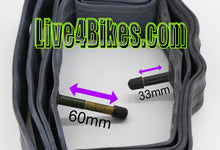 Load image into Gallery viewer, 26in 26 x 1.75 / 2.125 Inner Tube With Long 60mm American Schrader Valve - Live 4 bikes