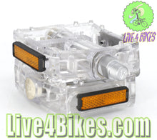 Load image into Gallery viewer, Clear BMX Platform Wide Pedals 9/16" - Live 4 Bikes