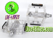 Load image into Gallery viewer, Clear BMX Platform Wide Pedals 9/16" - Live 4 Bikes