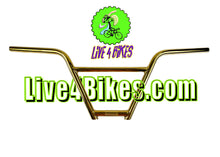 Load image into Gallery viewer, 4 Piece 8.75 &quot; Chromoly BMX handlebar Gold  2 Wheel Gang - Live 4 Bikes