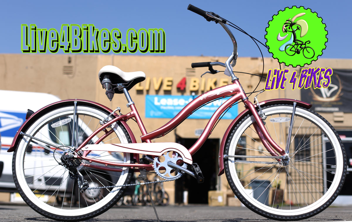 Rose Gold Women Beach Cruiser speed Rover 7sp -Live4bikes – LIVE