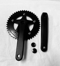 Load image into Gallery viewer, Alloy / Steel 3pc Crank Single Speed 46T Flat Black -Live4Bikes