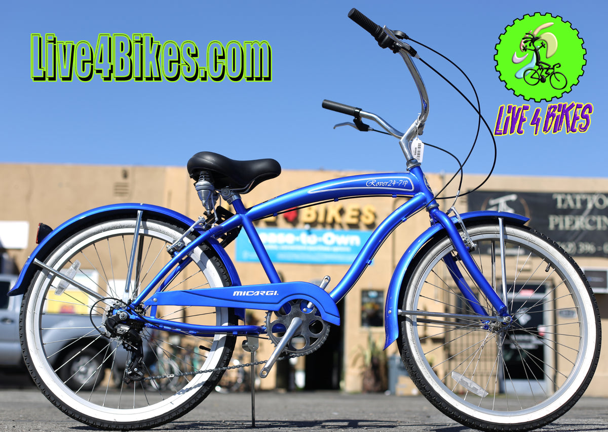 Micargi Rover 24in 7 Speed Beach Cruiser W Fenders Blue Live4Bikes LIVE 4 BIKES