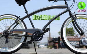 Golden Cycles Cobra  7 speed  Grey Hazard Beach Cruiser 26x3.00 - Live 4 Bikes