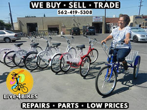 Trike Tricycle 3 wheeler Black Balance Bike Bicycle adult 24 in 7 speed Basket Special needs bicycle