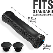 Load image into Gallery viewer, Cruiser Leather Vinyl Hand Stitched Handlebar Grips -Live4Bikes