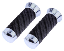 Load image into Gallery viewer, Custom Swirl Velour Grips 7/8 long 130mm Chrome/Black.