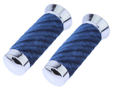 Load image into Gallery viewer, Custom Swirl Velour Grips 7/8 long 130mm Chrome/Blue.