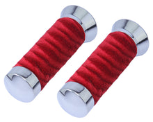 Load image into Gallery viewer, Custom Swirl Velour Grips 7/8 long 130mm Chrome/Red.