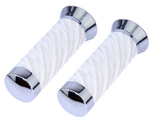 Load image into Gallery viewer, Custom Swirl Velour Grips 7/8 long 130mm Chrome/White.