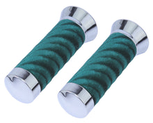 Load image into Gallery viewer, Custom Swirl Velour Grips 7/8 long 130mm Chrome/Green.