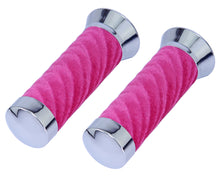Load image into Gallery viewer, Custom Swirl Velour Grips 7/8 long 130mm Chrome/Pink.