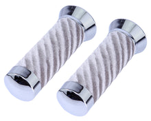 Load image into Gallery viewer, Custom Swirl Velour Grips 7/8 long 130mm Chrome/Silver.