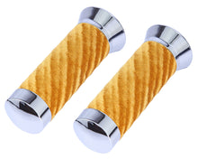 Load image into Gallery viewer, Custom Swirl Velour Grips 7/8 long 130mm Chrome/Yellow.