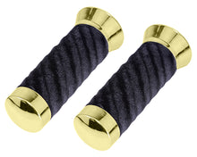 Load image into Gallery viewer, Custom Swirl Velour Grips 7/8 long 130mm Gold/Black.