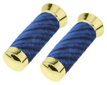 Load image into Gallery viewer, Custom Swirl Velour Grips 7/8 long 130mm Gold/Blue.