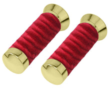 Load image into Gallery viewer, Custom Swirl Velour Grips 7/8 long 130mm Gold/Red.