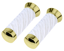 Load image into Gallery viewer, Custom Swirl Velour Grips 7/8 long 130mm Gold/White.