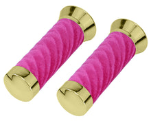 Load image into Gallery viewer, Custom Swirl Velour Grips 7/8 long 130mm Gold/Pink.