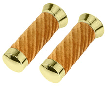 Load image into Gallery viewer, Custom Swirl Velour Grips 7/8 long 130mm Gold/Gold.