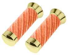 Load image into Gallery viewer, Custom Swirl Velour Grips 7/8 long 130mm Gold/Orange.