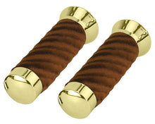 Load image into Gallery viewer, Custom Swirl Velour Grips 7/8 long 130mm Gold/Brown.