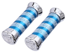 Load image into Gallery viewer, Grips 7/8 long 130mm Swirl 9518 Blue/Chrome Eagle.