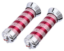 Load image into Gallery viewer, Grips 7/8 long 130mm Swirl 9518 Red/Chrome Skull.