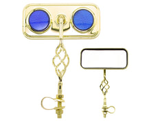 Load image into Gallery viewer, Rectangle Cage Mirror Gold Blue Reflectors.