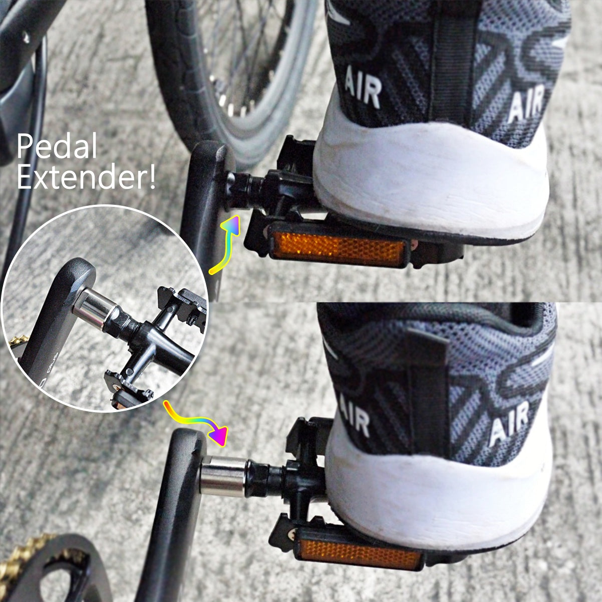 cycling pedal extenders 9/16 to 9/16 Pedal Adapter Extender