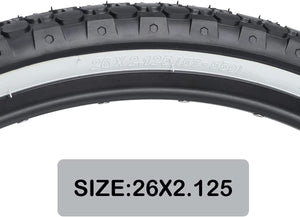 Classic Knobby 26in White Wall Tire 26x2.125 Bicycle Tire - Live 4 Bikes