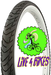 City 26 in White Wall Beach Cruiser Tire 26x2.125 Smooth slick Tire - Live 4 Bikes