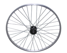 Load image into Gallery viewer, 26 Inch x 26mm Hollow-Hub Alloy Wheel 36/Spoke 12G Chrome F/Left Bearing 15mm id x 35mm od Single Wall Silver.