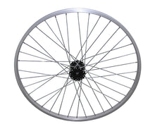 Load image into Gallery viewer, 26 Inch x 26mm Hollow-Hub Alloy Wheel 36/Spoke 12G Chrome G/Right Bearing 15mm id x 35mm odSingle Wall Silver.