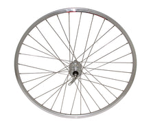 Load image into Gallery viewer, 700c x 23mm Alloy Front Wheel 36 Spoke 14G Chrome 3/8 Axle Double Wall Silver.