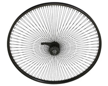 Load image into Gallery viewer, 29 Inch x 32mm Steel Coaster Wheel 144 Spoke 14G Black 3/8 Axle Single Wall Black.