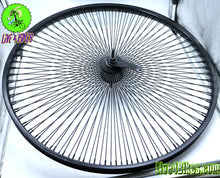 Load image into Gallery viewer, 29 Inch x 32mm Steel Coaster Wheel 144 Spoke 14G Black 3/8 Axle Single Wall Black.