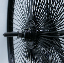 Load image into Gallery viewer, 29 Inch x 32mm Steel Coaster Wheel 144 Spoke 14G Black 3/8 Axle Single Wall Black.