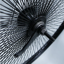 Load image into Gallery viewer, 29 Inch x 32mm Steel Coaster Wheel 144 Spoke 14G Black 3/8 Axle Single Wall Black.