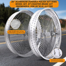 Load image into Gallery viewer, Micargi WH-TR7526140 26"X3"X13GX140H Aluminum Polish Fat Rims Wheel Set