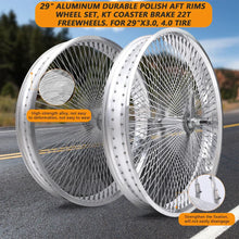 Load image into Gallery viewer, Micargi WH-TR7529140 29"X4"X13GX140H Aluminum Polish Fat Rims Wheel Set