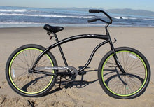 Load image into Gallery viewer, Firmstrong Bruiser Prestige 26" Men's Beach Cruiser Bike - Matte Black With Green Rims