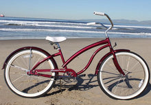Load image into Gallery viewer, Firmstrong Bella Fashionista 26" Women's Beach Cruiser Bike - Dark Red With Tan Rims