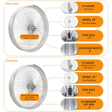 Load image into Gallery viewer, Micargi WH-TR7529140 29"X4"X13GX140H Aluminum Polish Fat Rims Wheel Set