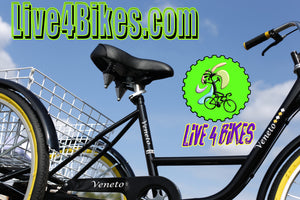 Trike Tricycle 3 wheeler Black Balance Bike Bicycle adult 24 in 7 speed Basket Special needs bicycle