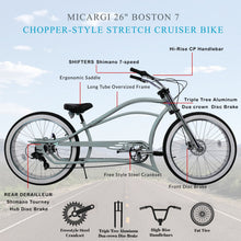 Load image into Gallery viewer, Micargi Boston 7 Stretch Beach Cruiser Bike
